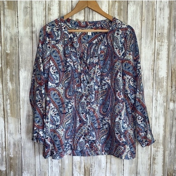 J. Jill Blue Paisley Popover - Picture 1 of 5